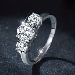 Three Stones 2CT Moissanite Ring S925 Sterling Silver Ring For Women