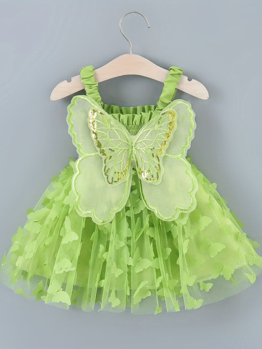 Mesh Princess Dress with Butterfly Wings for Baby Girl Parties