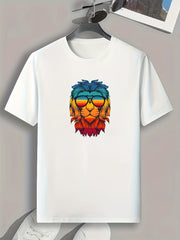 Lion Print Men's Graphic T-shirt Casual Tee for Summer