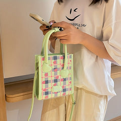 Mini Heart Pattern Crossbody Bag PU Leather Textured Purse