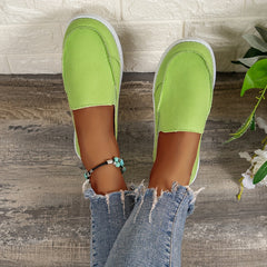 Flat Canvas Shoes Women Slip On Low Top Sneakers Casual Walking Trainers