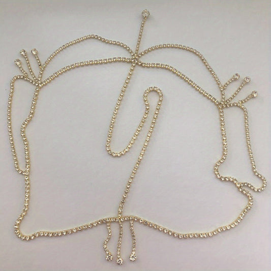 Rhinestone Head Chain with Tassel Bridal Head Jewelry