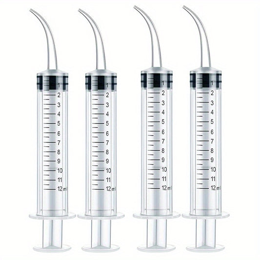 4pcs 12ml Reusable Plastic Syringes for Pet Teeth Rinsing & Labs