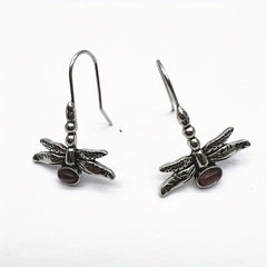 Vintage Dragonfly Moonstone Earrings