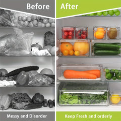 10pcs Stackable Refrigerator Sorting Box with Lid, Fruit Storage Container