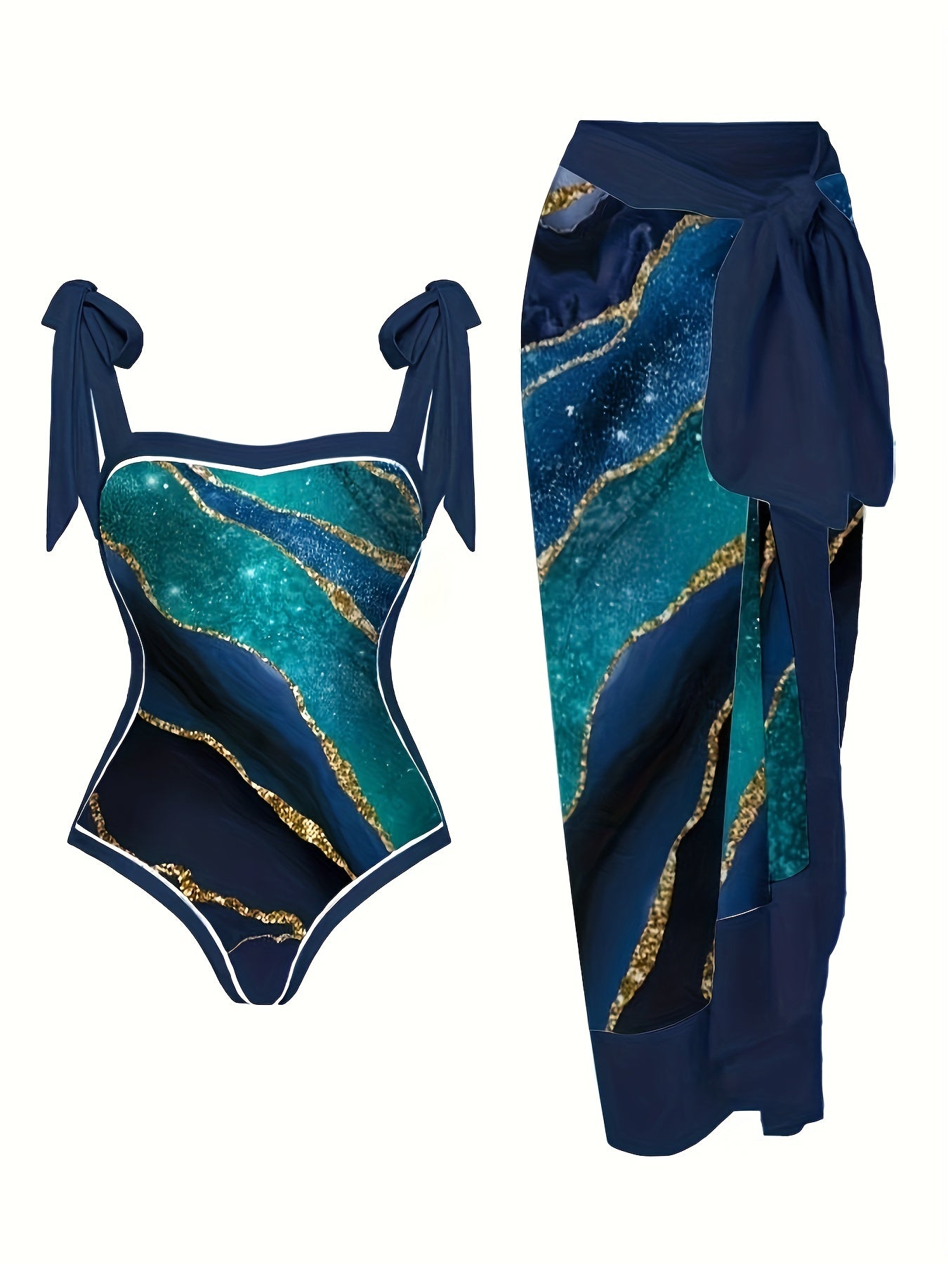  Colorblock Stripe Tankini Set