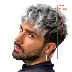 Silver Gray Gradient Men's Wig