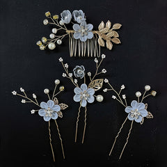 4 Pack Romantic Floral Hair Accessories Bridal Wedding Comb Set