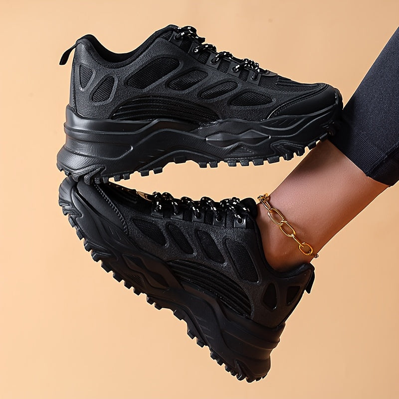 Knit Casual Sports Sneakers Thick Sole Running Shoes Women's Footwear