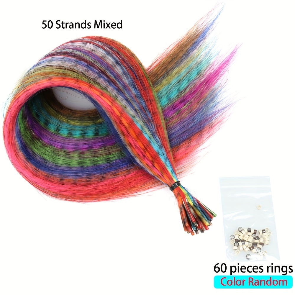 Colorful Feather Crochet Hair Extensions Synthetic Hair Pieces