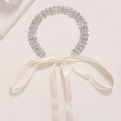 Rhinestone Headband Head Jewelry Bridal Hair Accessories With Ribbon