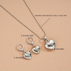 Vacation Heart Jewelry Set for Women - Necklace & Earrings