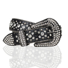 Women Punk Rhinestone Belt Studded Beaded Belt Hip Hop Wide Belt