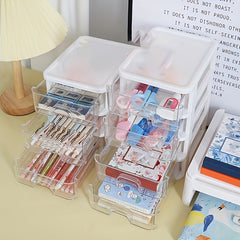 Plastic Drawer Storage Box Organizer Cosmetics Makeup Office Desk
