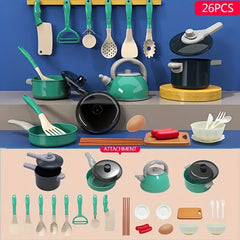 Kids Mini Kitchen Toy Set with Pot and Pan - Green