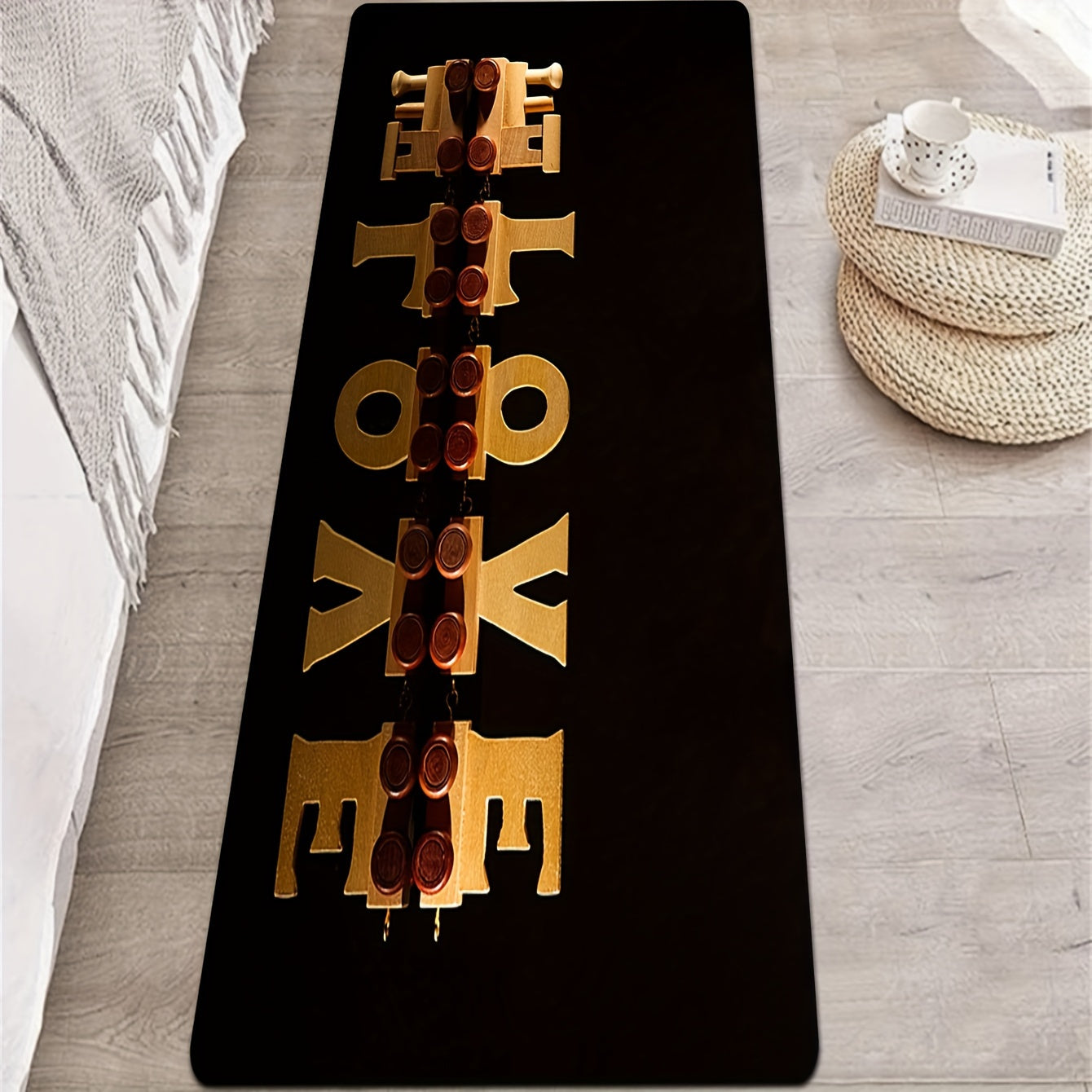 Steam Train Print Rug Romantic Love Element Carpet