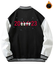 Christmas Rabbit Graphic Print Men's Baseball Jacket