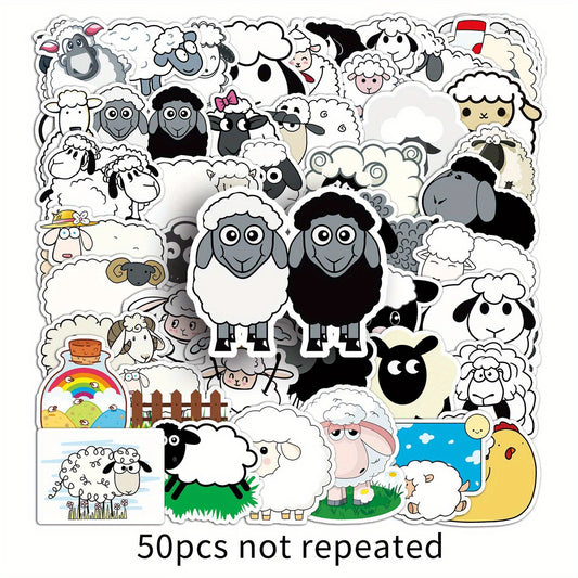 50pcs Cartoon Sheep Stickers PVC Decals for Laptops Skateboards