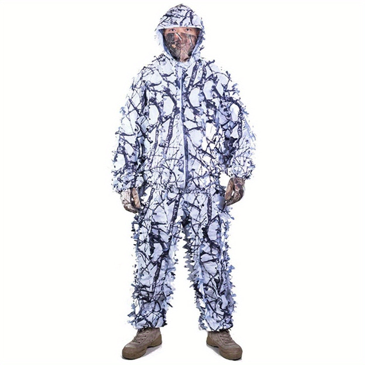 3D Leaf Suit Snow Camouflage Ghillie Set for Winter Halloween