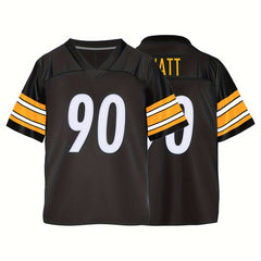 Boys Breathable Rugby Jersey V Neck Athletic Short Sleeves Football Shirt