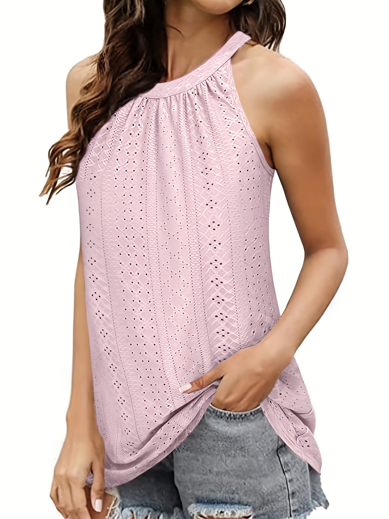 Boho Halter Neck Tank Top Women's Clothing