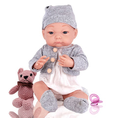 17'' Reborn Baby Doll Soft Vinyl Waterproof Girl Doll + Plush Bear