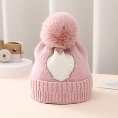 Golden Silk Edge Jacquard Love Knitted Hat for Children