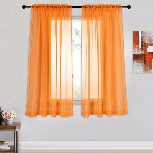 2 Panels Sheer Curtains Rod Pocket Curtain Bedroom Office Living Room Decor