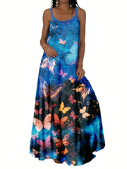  Star & Butterfly Print Maxi Cami Dress
