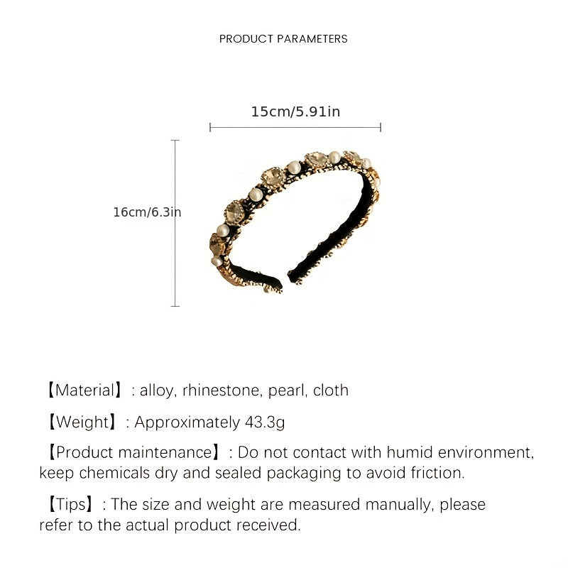 Faux Pearl Inlaid Rhinestone Headband Vintage Hair Accessories