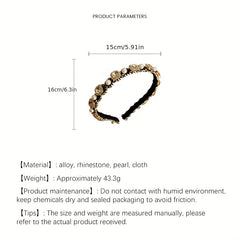 Faux Pearl Inlaid Rhinestone Headband Vintage Hair Accessories