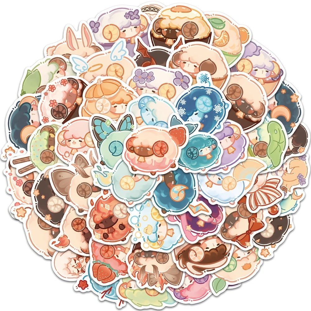 50 Colorful Sheep Graffiti Stickers for Notebooks Guitars Toys
