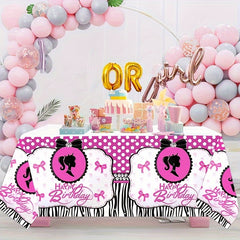 Pink Happy Birthday Tablecloth Princess Themed Party Supply Wedding Tea Party