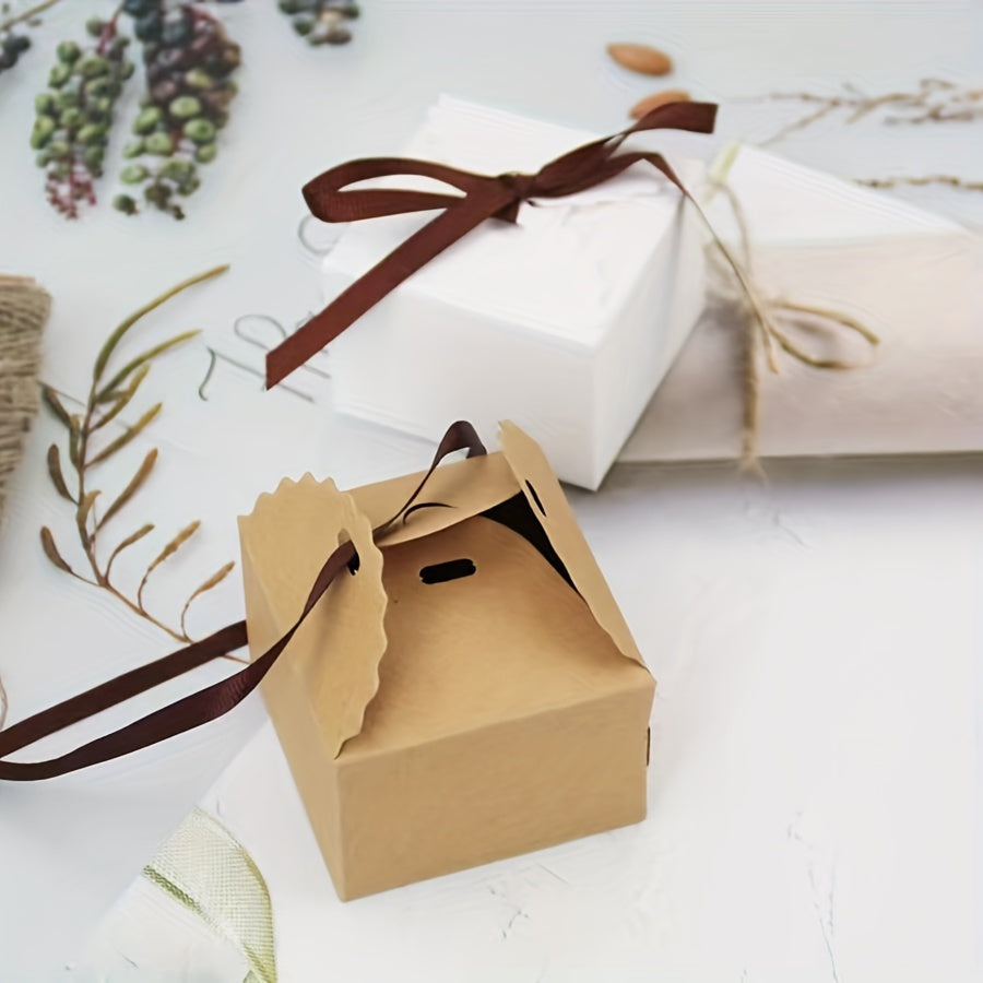 50pcs Wave Cowhide Carton Ribbon Bow Solid Hand