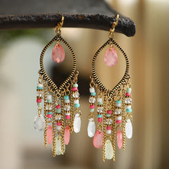 Antique Tassel Earrings Retro Water Drop Chain Earrings