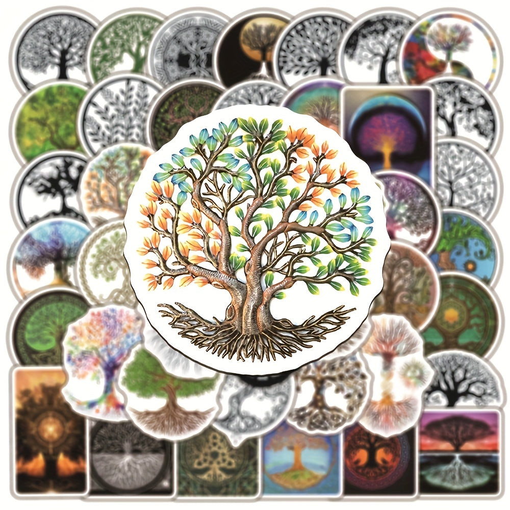 50Pcs Tree Of Life Totem Series Waterproof Graffiti Stickers DIY Creative Decor