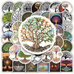 50Pcs Tree Of Life Totem Series Waterproof Graffiti Stickers DIY Creative Decor