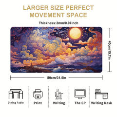 Sky Cloud Rectangular Mousepad Large Durable Stitched Edge Non-slip Rubber