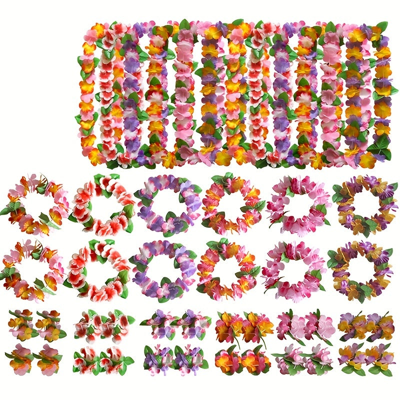 4Pcs Hawaiian Flower Leis Garland Necklace DIY Decoration Fancy Dress Party