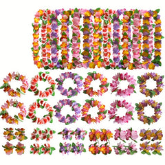 4Pcs Hawaiian Flower Leis Garland Necklace DIY Decoration Fancy Dress Party