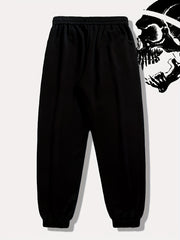 Skull Letter Print Drawstring Sweatpants Loose Fit Pants Men's Casual Joggers