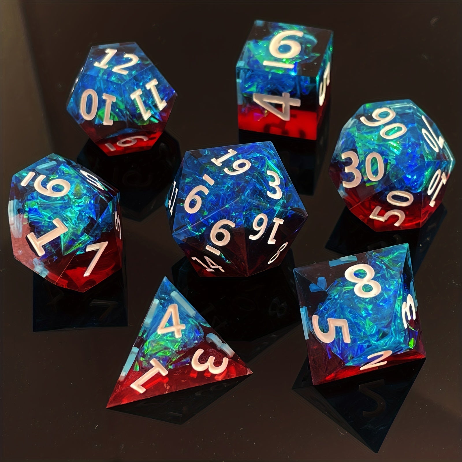 7pcs Epoxy Resin Sharp Dice Mini Game Accessories