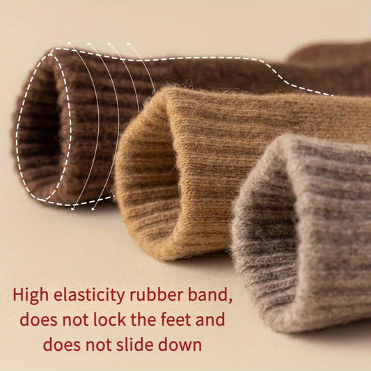 4 Pairs Wool Socks Winter Extra Thick Warm Crew Socks Cashmere Cotton
