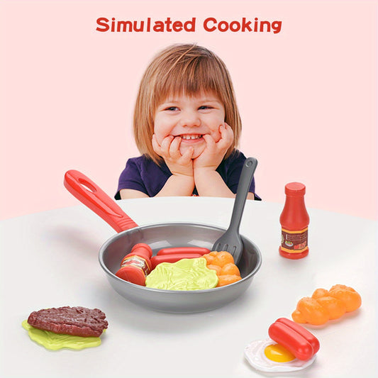 Kids' Play Kitchen Toy Cooking Set Frying Pan Simulated Food Cooking