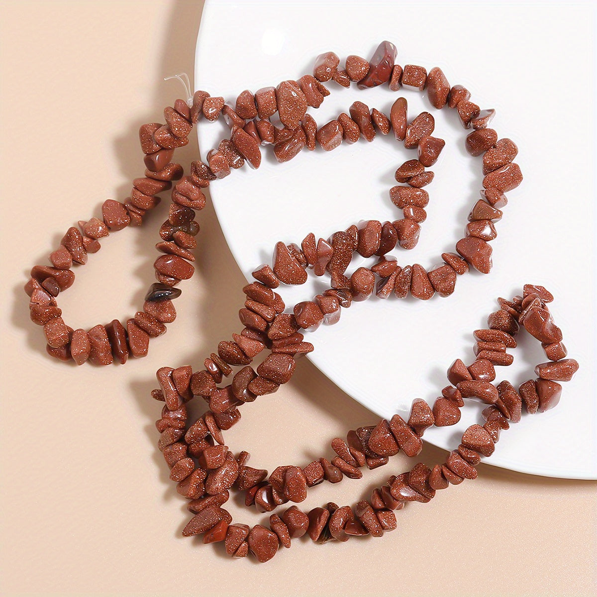 Vintage Boho Stone Beaded Chain Necklace Jewelry