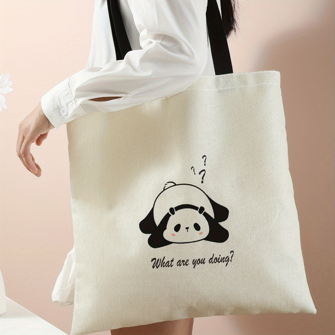 Cartoon Print Tote Bag Canvas Shoulder Handbag