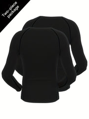 2 Pcs Men's Quick Drying Compression T shirts Long Sleeve High Stretch
