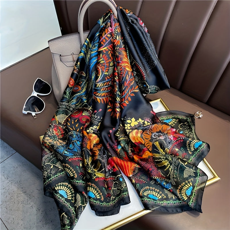Vintage Paisley Print Scarf Satin Windproof Head Wrap