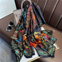 Vintage Paisley Print Scarf Satin Windproof Head Wrap