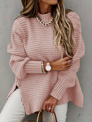  Knitted Mock Neck Sweater Long Sleeve Pullover Jumper
